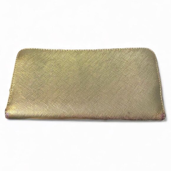TORY BURCH - Robinson Metallic GOLD Zip SNAPLOCK Wallet W coin pouch - Picture 3 of 6